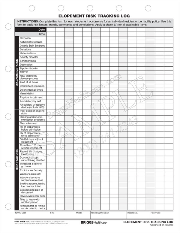 Printable Elopement Risk Assessment Form